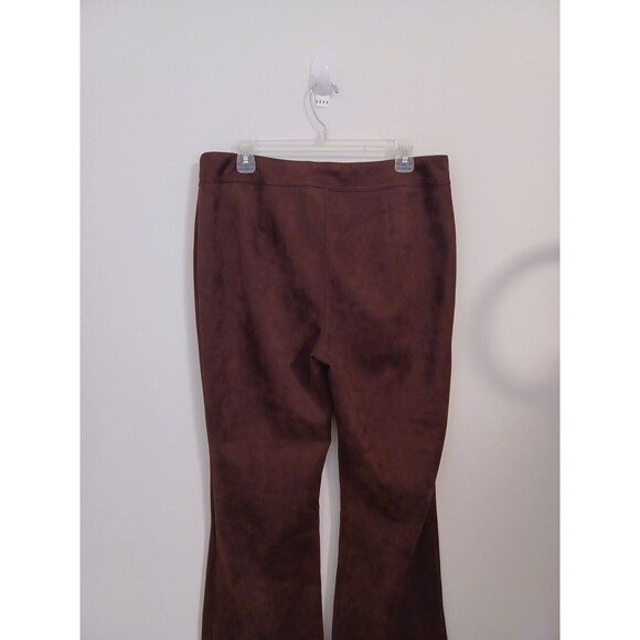 Cato Suede Dress Pants Large Brown Wide Flare Leg Stretch Relaxed Fit - Picture 7 of 8